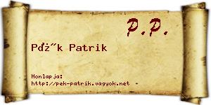 Pék Patrik névjegykártya