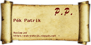 Pék Patrik névjegykártya